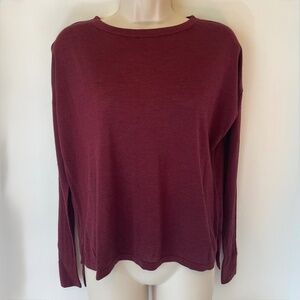 GRANA Silk Cashmere Relaxed Sweater Burgundy Red Melange XS